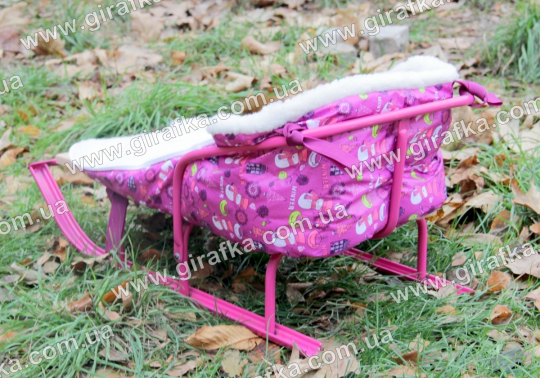 Вкладыш в санки Розовый Снеговичок закрытые ножки Фото