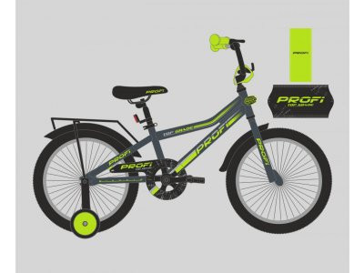 Велосипед детский PROF1 12д. Y12108 (1шт) Top Grade,графит-салат.(мат),звонок,доп.колеса