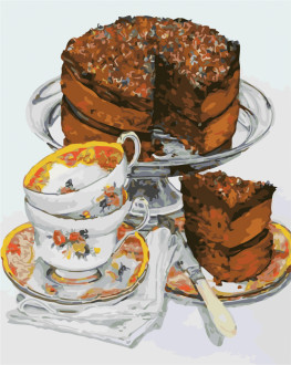Роспись по номерам &quot;Торт к чаю&quot; в кор. 40*50см, ТМ ArtStory