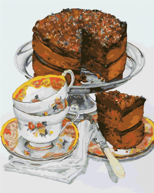 Роспись по номерам &quot;Торт к чаю&quot; в кор. 40*50см, ТМ ArtStory Фото