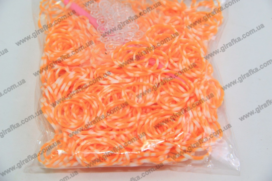 Набор резиночек для плетения 600 штук бело-оранжевые с с ароматом Фото
