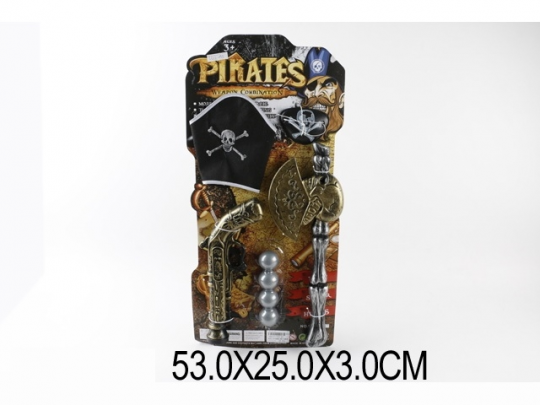 Пиратский набор - повязка, мушкет, топор, планш. 53х25х3 /96/ Фото