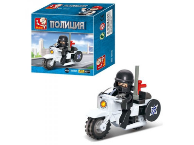 Конструктор SLUBAN M38-B0325 (96шт) полиция, мотоцикл, фигурка, 24дет, в кор-ке, 9-9-4,5см