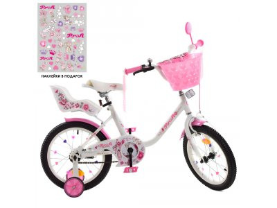 Велосипед детский PROF1 18д Y1885-1K (1шт) Ballerina,SKD75,бело-роз,звон,фонарь,корз,сид куклдоп.кол