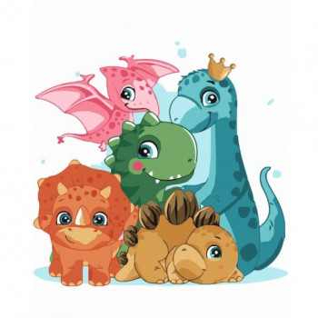 Картина по номерам Маленькие друзья динозавры, 30х40 см
