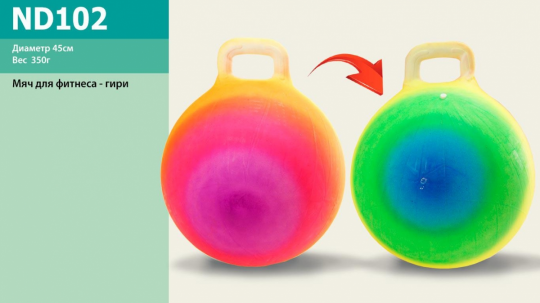 Мяч для фитнеса ND102  цвет радуга, гири, 45см 350г Фото