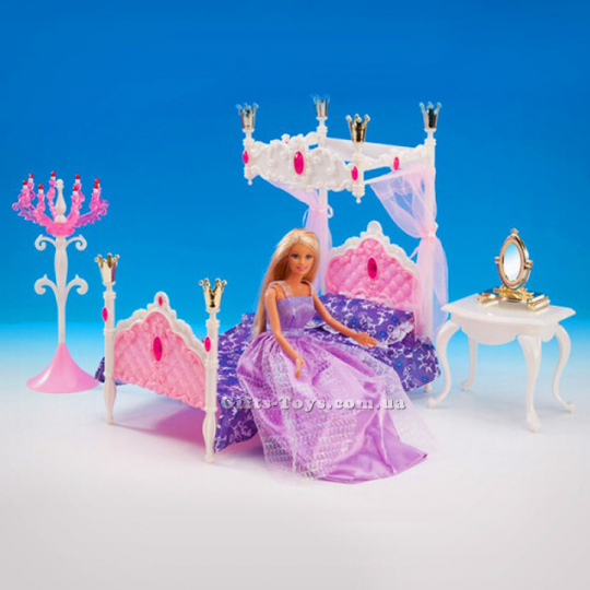 Мебель кукольная &quot;Gloria &quot; 1214 для спальни королевская с балдахином Фото