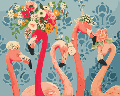Роспись по номерам &quot;Красивые фламинго&quot; в кор. 40*50см, ТМ ArtStory
