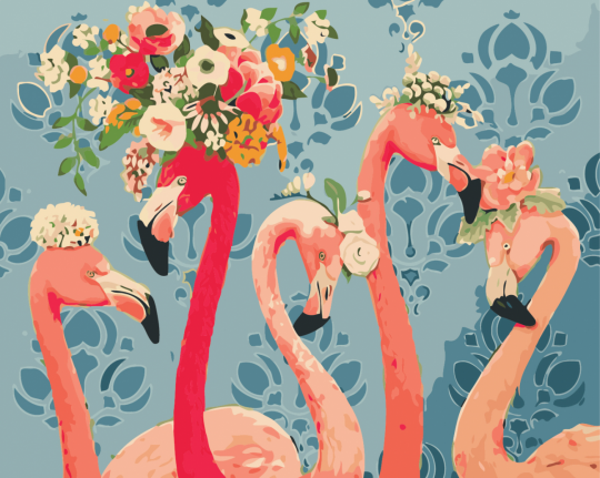 Роспись по номерам &quot;Красивые фламинго&quot; в кор. 40*50см, ТМ ArtStory Фото