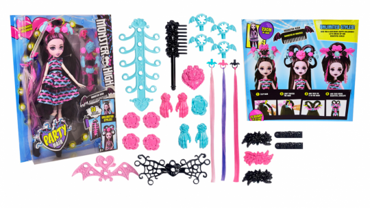 Кукла &quot;Monster High&quot;Party Hair&quot;, шарнирная, заколки, цветные пряди, расческа, в коробке Фото