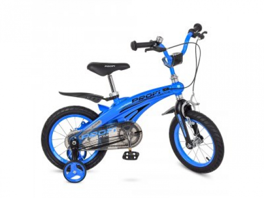 Велосипед детский PROF1 14д. LMG14125 (1шт) Projective,магнез.рама,синий, доп.колеса Фото