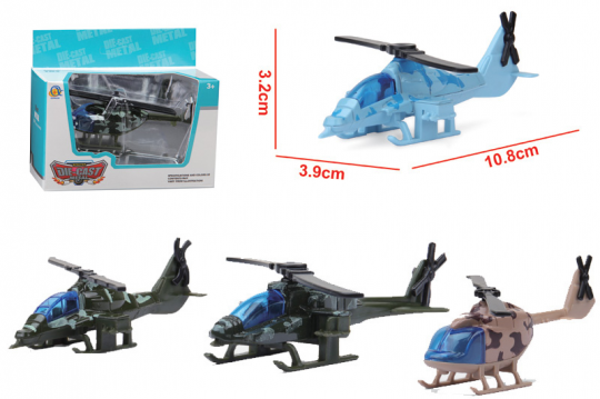 Вертолет металл 595-A-34 (432шт/2) 4 вида, в коробке 13*8*6 Фото