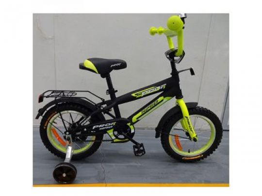 Велосипед детский PROF1 16д. G1651 (1шт) Inspirer,черно-салат(мат),звонок,доп.колеса Фото