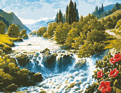 Картина по номерам &quot;Волшебный водопад&quot;,  в кор. 50*65см, ТМ ArtStory