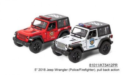 Машина металлическая джип спецслужбы полиция/пожарная &quot;Kinsmart&quot; Jeep Wrangler Police/Firefighter инерц., откр. дв., в кор