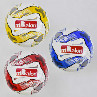 Мяч футбольный С 34168 (50) 410-430 грамм, 3 вида, баллон с ниткой, материал TPU