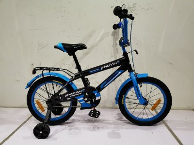 Велосипед детский PROF1 16д. SY1653 (1шт) Inspirer,черно-синий(мат),свет,звонок,зерк.,доп.колеса