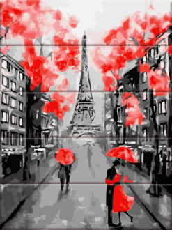 Картина по номерам на дереве &quot;Улицы Парижа&quot; в кор. 30*40см, ТМ ArtStory