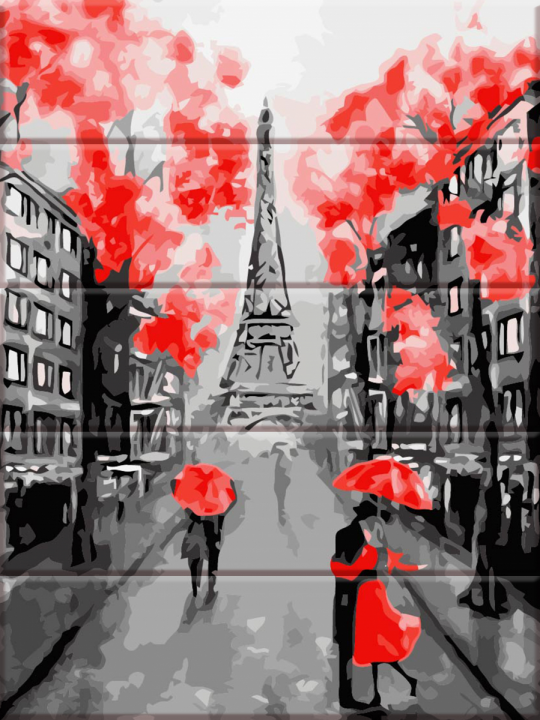 Картина по номерам на дереве &quot;Улицы Парижа&quot; в кор. 30*40см, ТМ ArtStory Фото