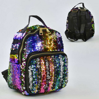 Детский рюкзак с яркими цветными паетками, 2 отделения