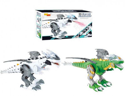 Динозавр 6818 2 цвета, звук, свет, ходит, пускает пар, в коробке