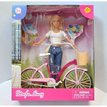 Кукла DEFA 8361 28см, велосипед 27см