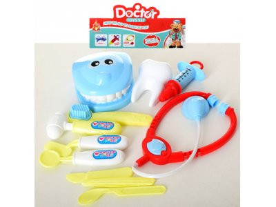 Доктор 887-6 (96шт) стоматолог, челюсть, стетоскоп, шприц, инструменты, в кульке, 19-32-5см