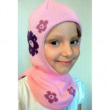 Шапочка-шлем для девочки Цветок Бабасик розовая