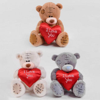 Мягкая игрушка М 12602 (360) &quot;Медвежонок с сердечком&quot;, 3 цвета, 19 см