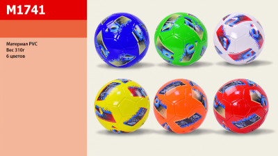 Мяч футбол M1741 (30шт) 310 грамм, PVC, 6 цветов