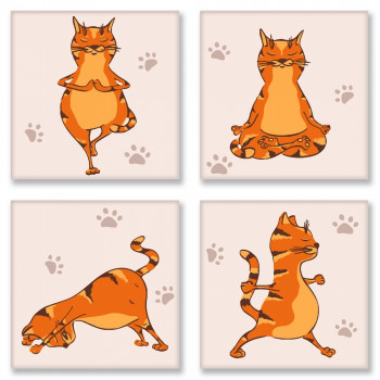 Набор для росписи по номерам &quot;полиптих&quot; - Yoga-cat (KNP010)