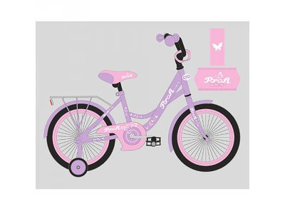 Велосипед детский PROF1 14д. Y1422 (1шт) Butterfly,фиолетовый,звонок,доп.колеса