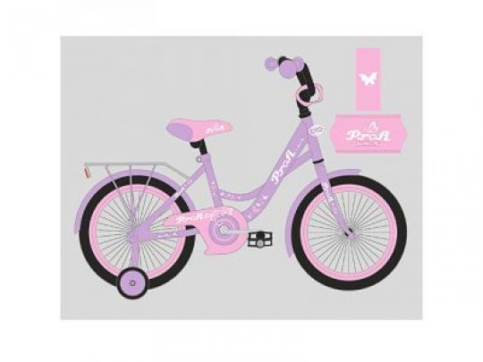 Велосипед детский PROF1 14д. Y1422 (1шт) Butterfly,фиолетовый,звонок,доп.колеса Фото