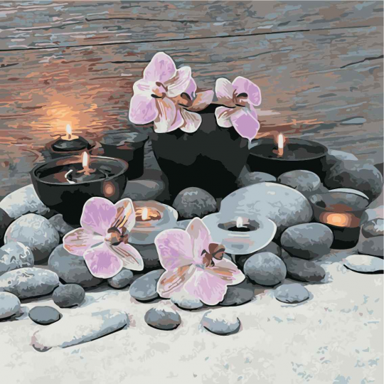 Картина по номерам &quot;Розовые орхидеи&quot;, в термопакете. 40*40см, ТМ ArtStory Фото