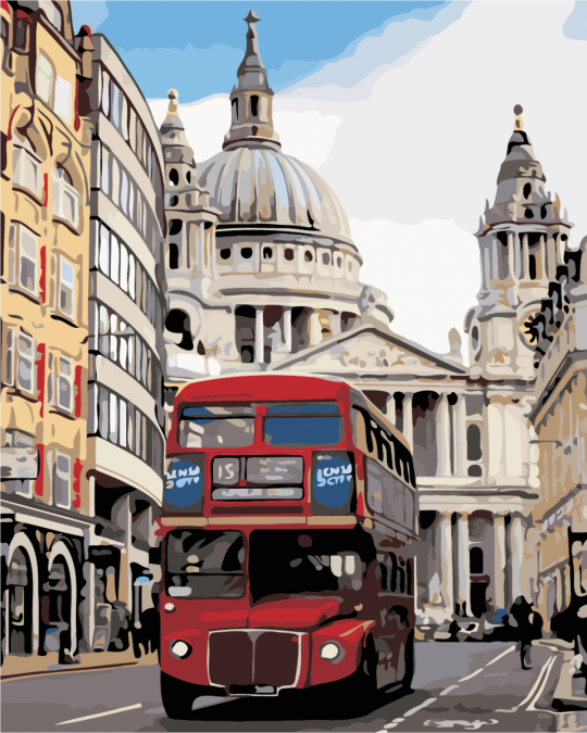 Роспись по номерам &quot;Лондонский автобус&quot; в кор. 40*50см, ТМ ArtStory Фото