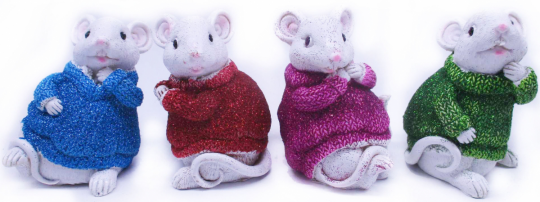 Сувенир-копилка керамич.&quot;Мышка в блестящ.свитере&quot;9см,4в. Фото