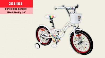 Велосипед детский 2-х колес.14'' Like2bike Fly, белый, рама сталь, со звонком, руч.тормоз, сборка 75