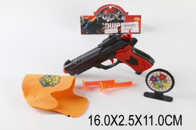 Полицейский набор TY99-152A (480шт/2) пистолет, кобура, присоски, мишень, в пакете 16*2, 5*11см