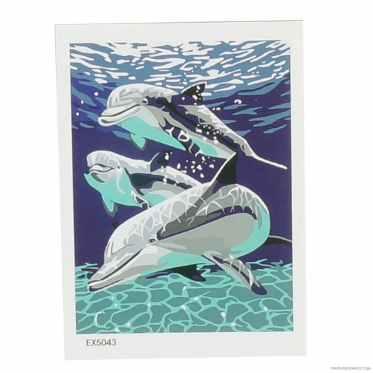 Картина &quot;Дельфины&quot; по номерам 30*40см, в кор. 41*31см (44шт) Фото