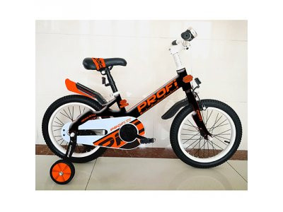 Велосипед детский PROF1 16д. W16115-4 (1шт) Original,черный,крылья,звонок,доп.колеса