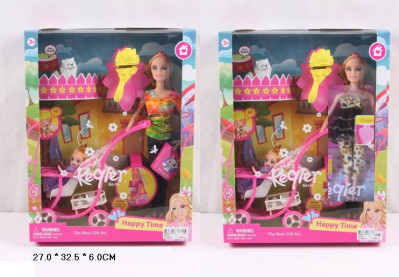 Кукла типа &quot;Барби&quot; 68009 (48шт/2) 2 вида,с куколкой в коляске,питомцем,расческа в кор.27*33*6см