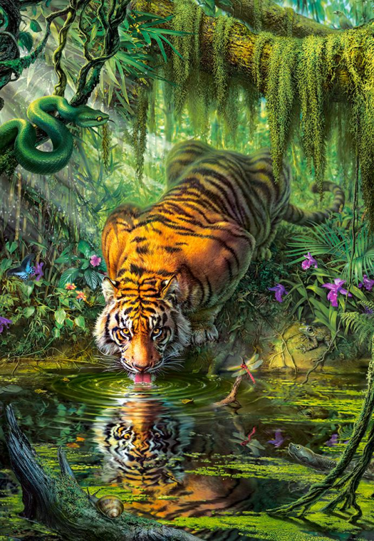 Кастор пазлы 1000 &quot;тигр в джунглях&quot; 68*47 Фото