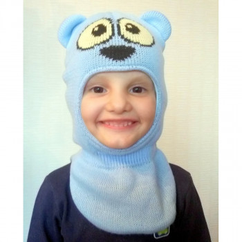 Шапка-шлем для мальчика с глазками и ушками  Бабасик Лунтик, цвет голубой