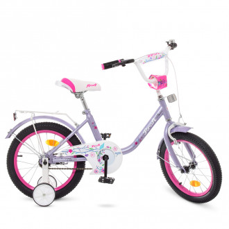 Велосипед детский PROF1 16д. Y1683 (1шт) Flower, фиолетовый,звонок,доп.колеса
