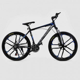 Велосипед Спортивный CORSO 26&quot;дюймов JYT 006 - 9547 BLACK-BLUE SPIDER (1) Алюминий, 21 скорость