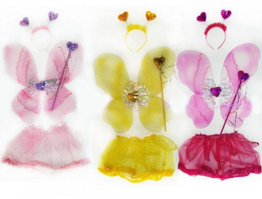 Набор бабочки: крылья 40х40см., юбка, палочка, обруч (цвет микс) в п/э /80/ Фото