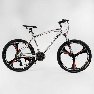 Велосипед Спортивный CORSO «Evolution» 26&quot; дюймов 43738 (1) рама алюминиевая, оборудование Shimano 21 скорость, литые диски, собран на 75%