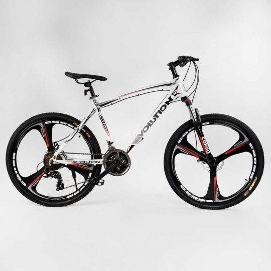 Велосипед Спортивный CORSO «Evolution» 26&quot; дюймов 43738 (1) рама алюминиевая, оборудование Shimano 21 скорость, литые диски, собран на 75% Фото