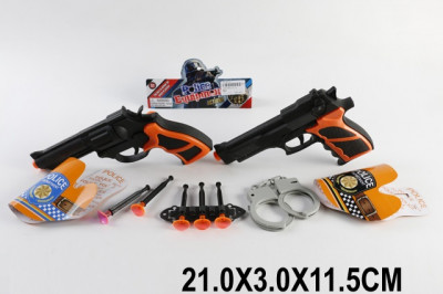 Пистолет 11-5 (240шт/2) 2 шт +2 наручников +присоски в компл, в пакете 21*3*11, 5см