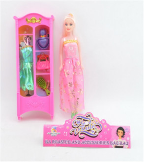Кукла типа &quot;Барби&quot; RF-218/51 (120шт/2) шкаф с платьем,расческа,сумка,духи,в пакете